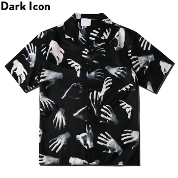 Tamsiai Piktogramą Spausdinti Derliaus Gatvės Marškinėliai Vyrams 2020 Metų Vasaros Havajų Marškinėliai Vyrų Viršų