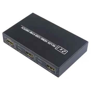 4K HDMI suderinamus KVM Switch 2 In 1 Out USB HDMI-compatible1.4 KVM Switcher Remote Wake-Up Klaviatūrą, Pelę, Spausdintuvą, Monitorių