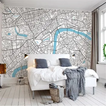 Milofi užsakymą paprastų linijų Šiaurės Londono mados žemėlapį kūrybos TV foną, sienos tapetai didelis sieninis