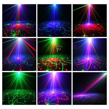 Mini RGB Disco Šviesos, DJ, LED Lazeris Etape Projektorius raudona mėlyna žalia Lemputė 60 PatternsUSB Įkrovimo Vestuvių, Gimtadienio DJ Lempos