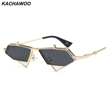Kachawoo apversti aukštyn akiniai nuo saulės vyrams punk stiliaus raudonos mėlynas trikampis metalo derliaus saulės akiniai moterims, kelionės reikmenys