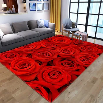 3D Raudona Rožė Gėlių Sofa-lova, Koridoriuje Grindų Kilimas Šiuolaikinio Namų Dekoro Miegamojo Lovos Plotas Kilimas neslidus Kilimas Kilimai Kambarį