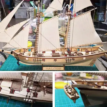 1 Set Surinkimas Statybos Rinkiniai Laivo Modelį, Medinis Burlaivis Žaislai Buriavimo Modelis Sumontuoti Mediniai Rinkinys 