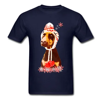 Frosty Doberman Marškinėlius vyriški T-Shirt Šalies Tee Marškinėliai Naujausias Juokinga Viršūnes Tees Kalėdų Dovana Drabužių Medvilnės Juoda Kawaii