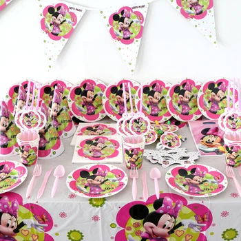 83pcs 10 vaikų Minnie Mouse Temą Šalies Prekių Vaikams Mergaitės Gimtadienio Stalo įrankiai nustatyti Kalėdų Vakarėlį Apdaila
