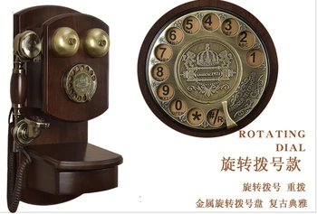 Antikvarinių ir senovinių fiksuotojo ryšio telefono Sienos-Mados montuojamas namų telefono senamadiškas mechaninė bell sukamasis perjungiklis
