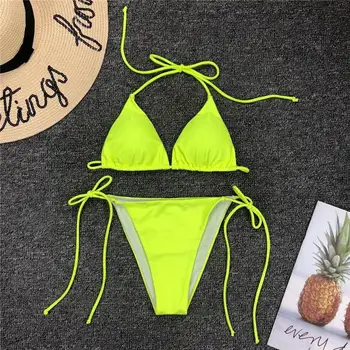 Apynasrio neon bikini 2019 mujer Push up maudymosi kostiumėlį moteris Seksuali tvarstis maudymosi kostiumėliai moterims, maudymosi kostiumą, biquini Vasaros paplūdimio drabužiai nauji