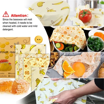 4pcs Daugkartinio naudojimo Saugojimo Wrap Tvaraus Ekologiškų Vaisių, Daržovių, Sūrių Maisto Vyniojimo Popierius BPA & Plastiko Nemokamai bičių Vaškas Maisto Wrap
