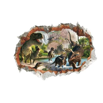 Dinozaurų sienų lipdukai vaikų kambariai, miegamasis namų dekoro 3d vivid sienos lipdukai pvc jam prilygintą išsilavinimą meno 