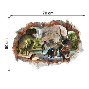 Dinozaurų sienų lipdukai vaikų kambariai, miegamasis namų dekoro 3d vivid sienos lipdukai pvc jam prilygintą išsilavinimą meno 