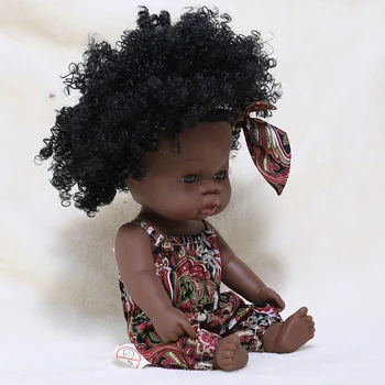 35CM Amerikos Atgimsta Juoda Baby Doll, Vonia Žaisti Visą Silikono Kūdikių Lėlės Vasarą Vandeniui Atgimsta Lėlės, Žaislai Mergina Kalėdų Dovana