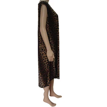 Tilapijos naujas leopard print moterų negabaritinių atsitiktinis vasaros suknelė O-kaklo, elastinga rankovių plius dydis suknelė ankara stiliaus vestidos