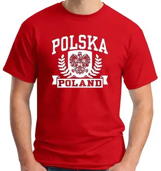 2019 Mados vientisa Spalva Vyrų Marškinėlius (T-shirt Polska, Lenkija Vyrų Futbolininkas Atsitiktinis Tee