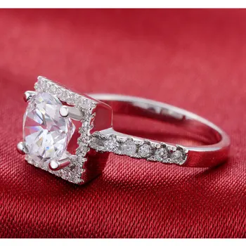 Valentino Dieną, 925 Sterlingas Sidabro Žiedai 3 Karatų Moterų Vestuvės Vestuvinis Papuošalų anel aneis anillos O Grynas b1 R213AS