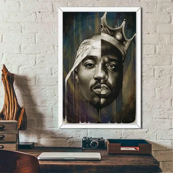 Liūdnai B. I. G Biggie Smalls Tupac 2PAC Shakur Hip-Hop Tapybos Plakatus Spausdina Sienos Meno Kambarį Namų Dekoro Cuadros