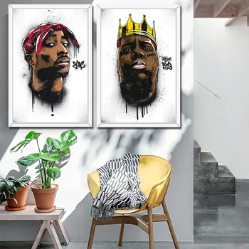 Liūdnai B. I. G Biggie Smalls Tupac 2PAC Shakur Hip-Hop Tapybos Plakatus Spausdina Sienos Meno Kambarį Namų Dekoro Cuadros
