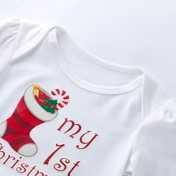 Hylidge 4PCS/set 2019 Žiemos Naujagimių Kalėdų Suknelė Mano Pirmoji Kalėdų Mergina Kūdikio, Vaikiška Mergaitė Kalėdų Suknelės ilgomis rankovėmis Medvilnės Infantilus Rompers