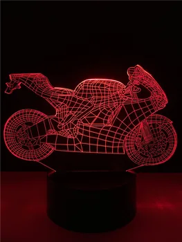 Cool 3D Motociklo Lempa LED USB Nuotaika Naktį Šviesos Daugiaspalvis Jutiklinis Nuotolinio Luminaria Pakeisti Lentelę Lampara Dekoro Berniukas Meilės Dovana