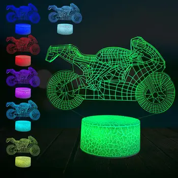 Cool 3D Motociklo Lempa LED USB Nuotaika Naktį Šviesos Daugiaspalvis Jutiklinis Nuotolinio Luminaria Pakeisti Lentelę Lampara Dekoro Berniukas Meilės Dovana