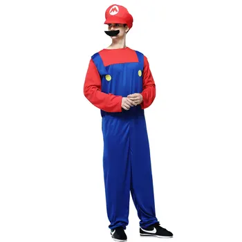 Suaugusių Vyrų, Super Mario, Luigi Broliai Cosplay Kostiumų Jumpsuit Skrybėlę Helovinas Šalis Karnavalas, Užgavėnės Išgalvotas Suknelė