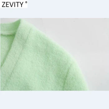 Zevity Moterų Mados V Kaklo Vientisos Spalvos Deimantų Mygtukai Atsitiktinis Trumpas Mezgimo Megztinis Femme Prašmatnus Susagstomi Megztiniai Ilgomis Rankovėmis Viršūnes S554
