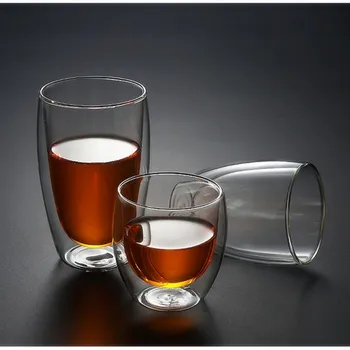 Dvigubos sienelės stiklo taurės Karščiui atsparus stiklas kavos puodelio Viskio Stiklo arbatos puodelio alaus puodelis talpa 80ml stiklo taurės kulka drinkware