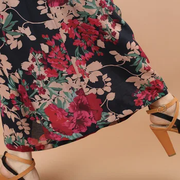 2020 Plus size Vasaros Moterų Spausdinti Gėlių Modelio Plataus Kojų Prarasti Lino Suknelė Kelnės Moteriška Atsitiktinis Sijonas, Kelnės Capris Culottes