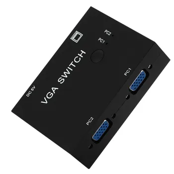 Naujo Kompiuterio VGA Switcher Du Įėjimai Ir Vienas Išėjimas Multi-Kompiuterio Priimančiosios Perjungti Vieną Monitorių VGA2 Uosto Switcher Plug And Play