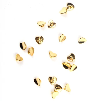 100vnt/daug Mažų Aukso Metalų Lydinio, Širdies Formos UV Gelio Meno Apdailos Nustatyti Karoliukai 