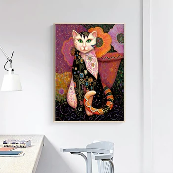 OUCAG Gustav Klimt Katė Tapybos Šiuolaikinio Abstraktaus Gyvūnų Plakatų ir grafikos, Tapybos Namų Dekoracijas Nuotraukas Kambarį