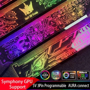 Individualų Grafika Kortelės Palaikymas Individualizuoti Logotipą, Spalvinga/ RGB LED VGA GPU Stovas Laikiklis, Važiuoklės Tikėjimo Šviesos Taršos SYNC
