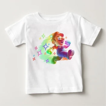 Spausdinti animacinių filmų personažus, T-Marškinėliai Mario brothers berniukų ir mergaičių vasaros top trumpas rankovėmis kostiumai mielas kūdikis berniukas marškinėliai