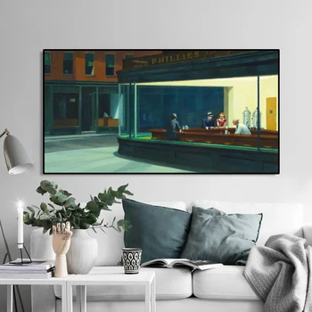Sienos Meno Tapybos Sienos, Drobė Meno, Plakato ir Spausdinimo Sienos Meno Nighthawks Edward Hopper Nuotraukos Kambarį Namų Dekoro