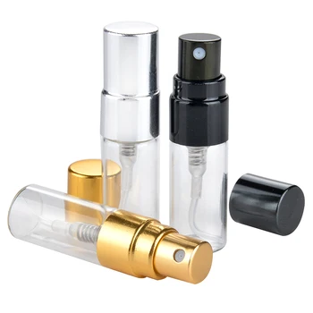50pcs/daug 2ml Nešiojamų Stiklo Daugkartiniai Kvepalų Buteliuke Su Aliuminio Purkštukai Tuščias Parfum Atveju Keliautojas