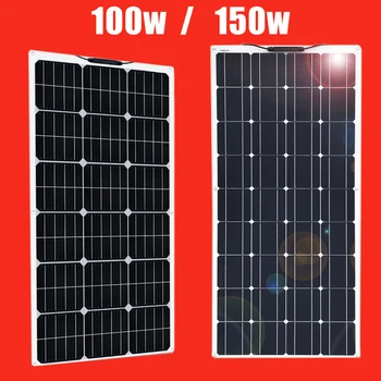 Saulės skydelis 12v pilnas komplektas 300w 100w 200w namų energijos sistemos baterijai kroviklis automobilių valtis karavanas kemperis RV fotoelektros telefono