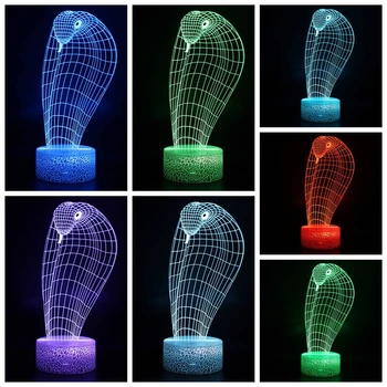 Led 3D naktį šviesos drakonas, gyvatė dizaino vaikų miegamasis dekoratyvinis stalo lempa 7 spalvų nuotolinio valdymo stalo lempa