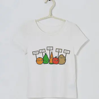Mergaičių marškinėliai Animacinių filmų Valgyti Daržovių Veganų Mergina Viršuje Harajuku Vaikai Marškinėlius 