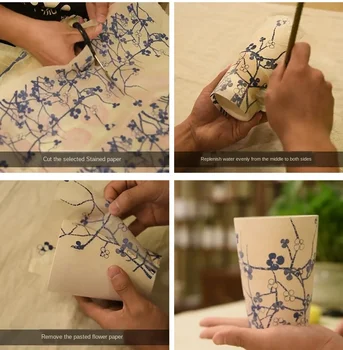 12PCS/set perkėlimo popierius Keramikos underglaze Spalvinga gėlių popieriaus Mėlynos ir Baltos spalvos Lipdukas 54x37cm Aukštos Temperatūros Keramikos lipdukai