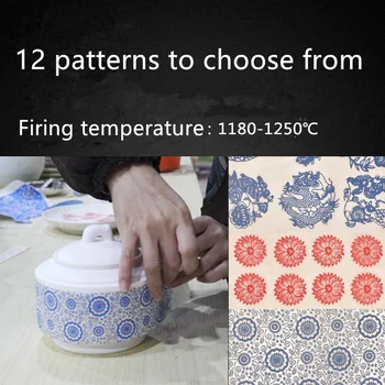 12PCS/set perkėlimo popierius Keramikos underglaze Spalvinga gėlių popieriaus Mėlynos ir Baltos spalvos Lipdukas 54x37cm Aukštos Temperatūros Keramikos lipdukai
