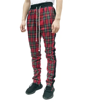 2020 Naujas Mados Vyrai Sweatpants Hip-Hop Kelnes Raudonas Pledas Streetwear Užtrauktukas Slim Pieštuku Kelnės vyrams Kelnės Jogger Kelnės