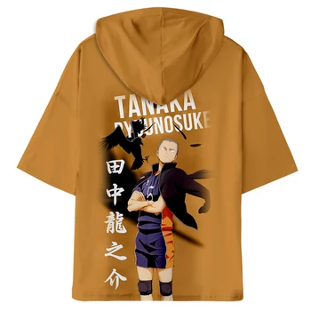 Haikyuu!! Anime 3D marškinėliai Poliesteris Gobtuvu Tees Volley Ball Trumpas Rankovės Marškinėliai T-shirt Harajuku Unisex Vasaros Mados Viršūnes