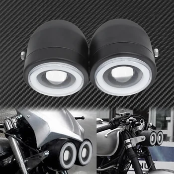 Motociklo Dvyniai Dvigubas priekinis žibintas Dvigubai Gintaro Angel Eyes Lempos, Žibintai, Skirtas Harley Softail 86-13 Dyna Riebalų Berniukas FLSTF Dėl Suzuki DR