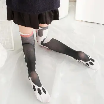 Naujas Mados Seksualių Moterų Kojinės 3D Atspausdintas Kūrybinis Dizainas Mielas Anime Katės Letena Asmeninį Cosplay Juoda Didelio Kelio Kojinės