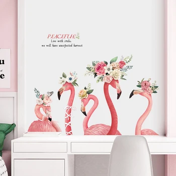 Ins girly širdies kambarį apdailos siena lipdukas flamingo miegamojo sienos fone kambarį tapetai lipnios sienos lipdukai