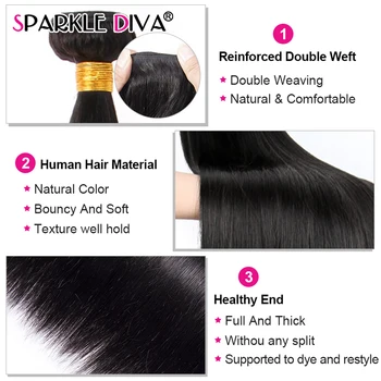 Tiesiai Žmogaus Plaukų Ryšulius Su Uždarymo 3 Brazilijos Plaukų Pynimas Budles Vidurinė Dalis Nėrinių Uždarymas Su Ryšulių Remy Hair Extension