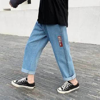 IiDossan Japonijos Streetwear Harajuku Džinsai Vyrų Kelnės 2020 M. Derliaus Tiesiai Poilsiu Džinsai Moterims Baggy Diržas, Aukštos Kokybės Džinsinio audinio