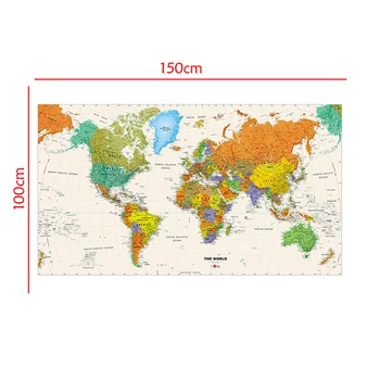 150x100cm neaustinių Sulankstomas Pasaulio Žemėlapyje Fizinis Žemėlapis Vandeniui Žemėlapį Be valstybės Vėliava Kelionės ir Kelionės
