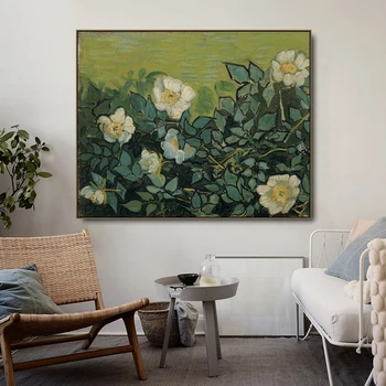 Laukinės Rožės, Vincent Van Gogh Plakatas ir Spausdinimo Drobės Tapybos, Kaligrafijos, Sienos Menas Nuotraukas Gyvenimo Kambario, Miegamasis Namų Dekoro