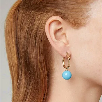 Bohemijos classic nerūdijančio plieno ausies žiedas kaip 14mm blue stone moterų auskarai 10 spalvų Baroko žavesys didmeninė auskarai 2020 naujas