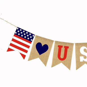 JAV Nepriklausomybės Diena Girliandą už kanapės Vėliavos Tėvynės Starta Reklama, liepos 4-osios Papuošalai Skalbiniai Kabo Vėliavos Šaliai Dekoro